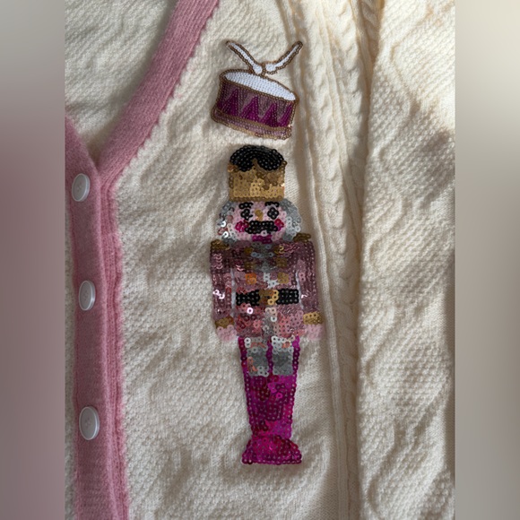 Grace + Emma Cream and Pink Nutcracker Cardigan - Picture 8 of 9